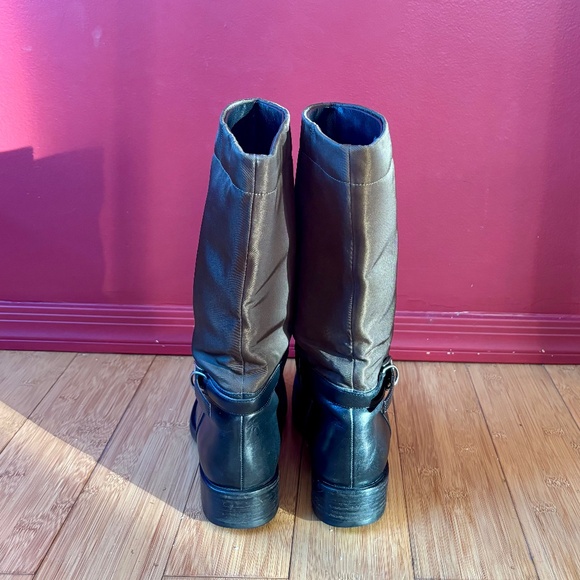 PRADA MILITARY STYLE LEATHER BOOTS WITH WATERPROOF NYLON TOPS - Picture 4 of 4